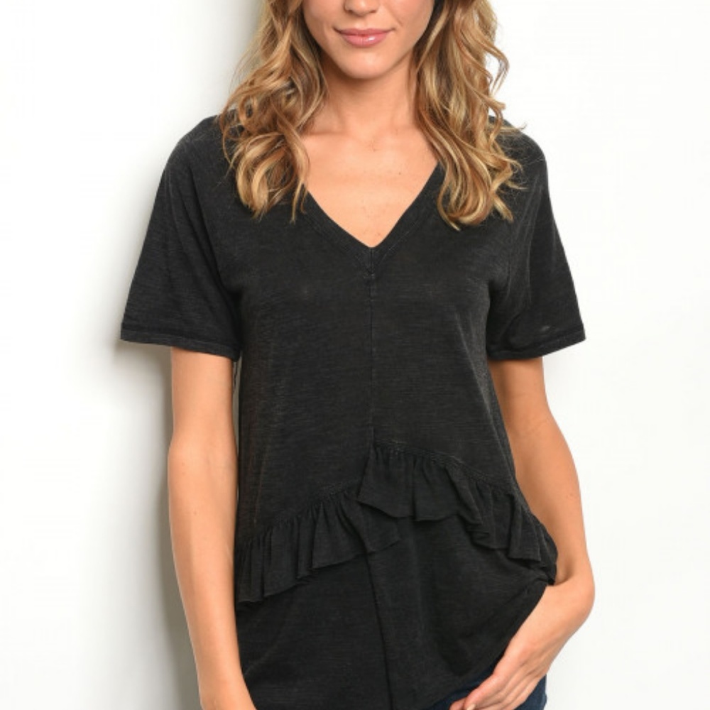 Black Ruffle Top